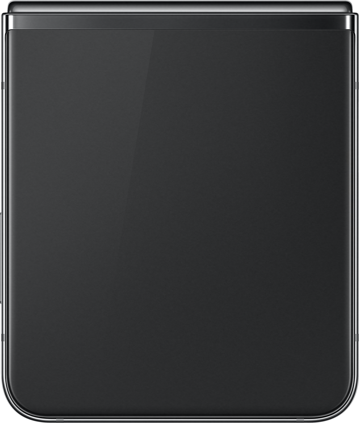 Faltbares Smartphone in Schwarz. Geschlossene Position, reflektierende Oberfläche.