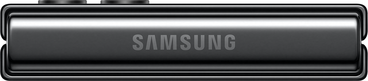 Nahaufnahme einer schwarzen Geräte-Kante. Das Wort „SAMSUNG“ ist eingraviert.
