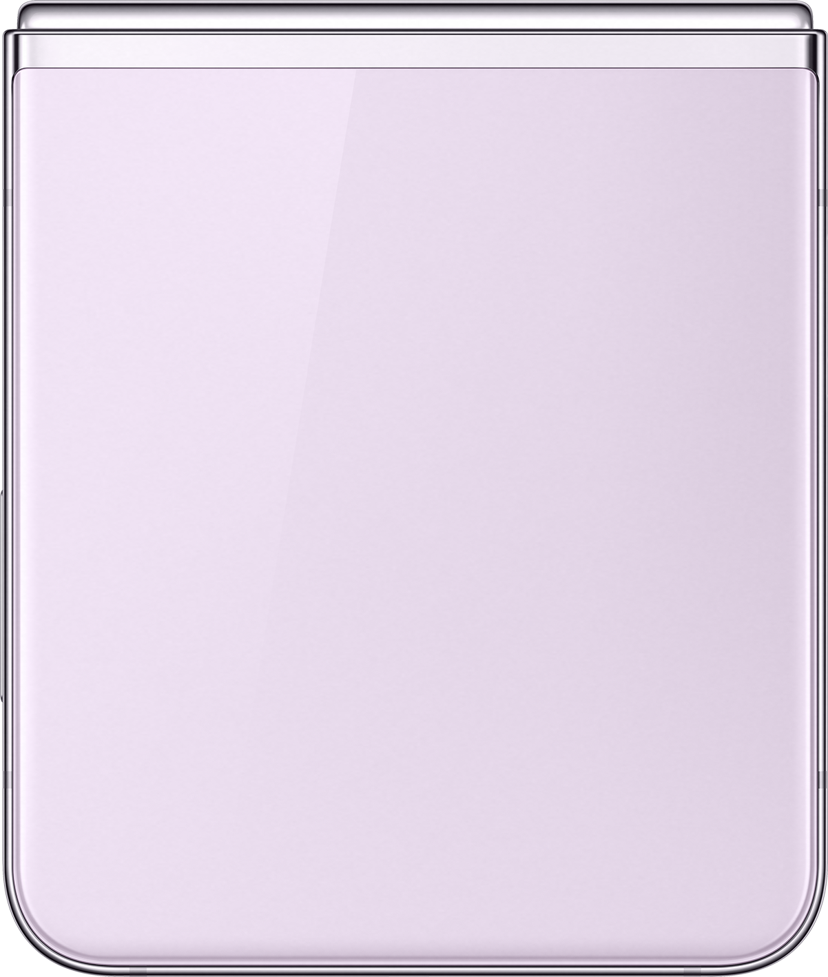 Ein geschlossenes rosafarbenes, zusammenklappbares Smartphone wird vertikal auf einem schwarzen Hintergrund angezeigt.