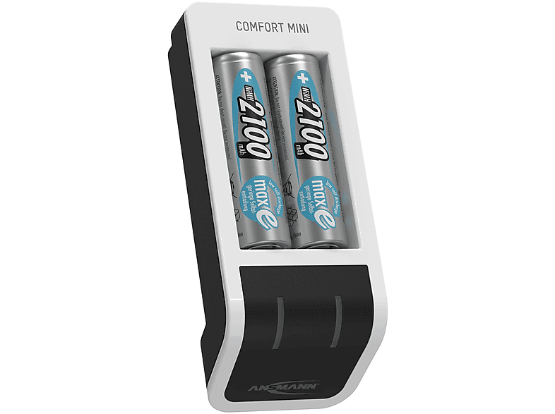 ANSMANN Comfort Mini Ladegerät Universal Ladestrom AAA: 400mA (1-2), AA: 800mA weiß/ schwarz