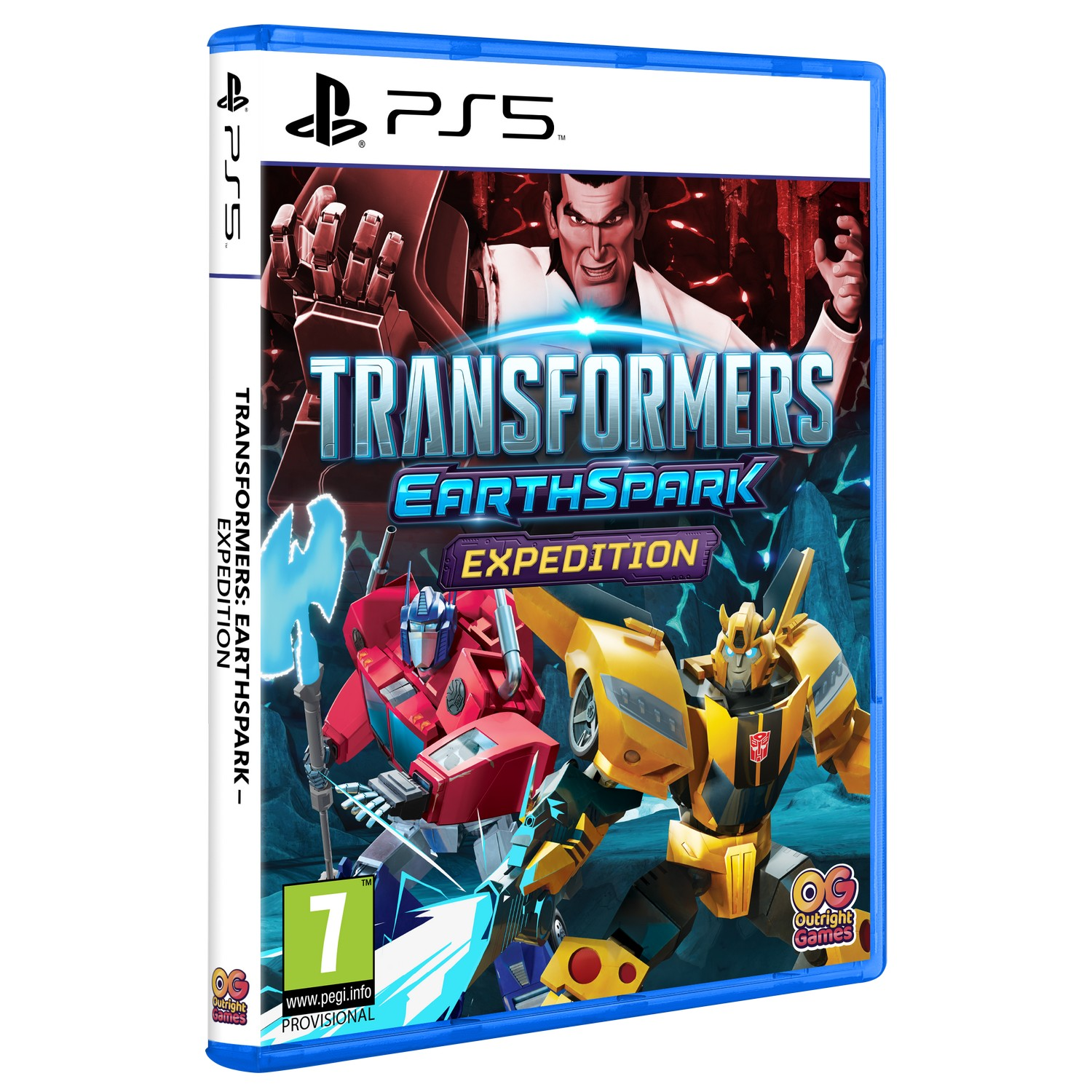 Boîte de jeu pour 'Transformers: Earthspark Expedition' sur une console PS5.