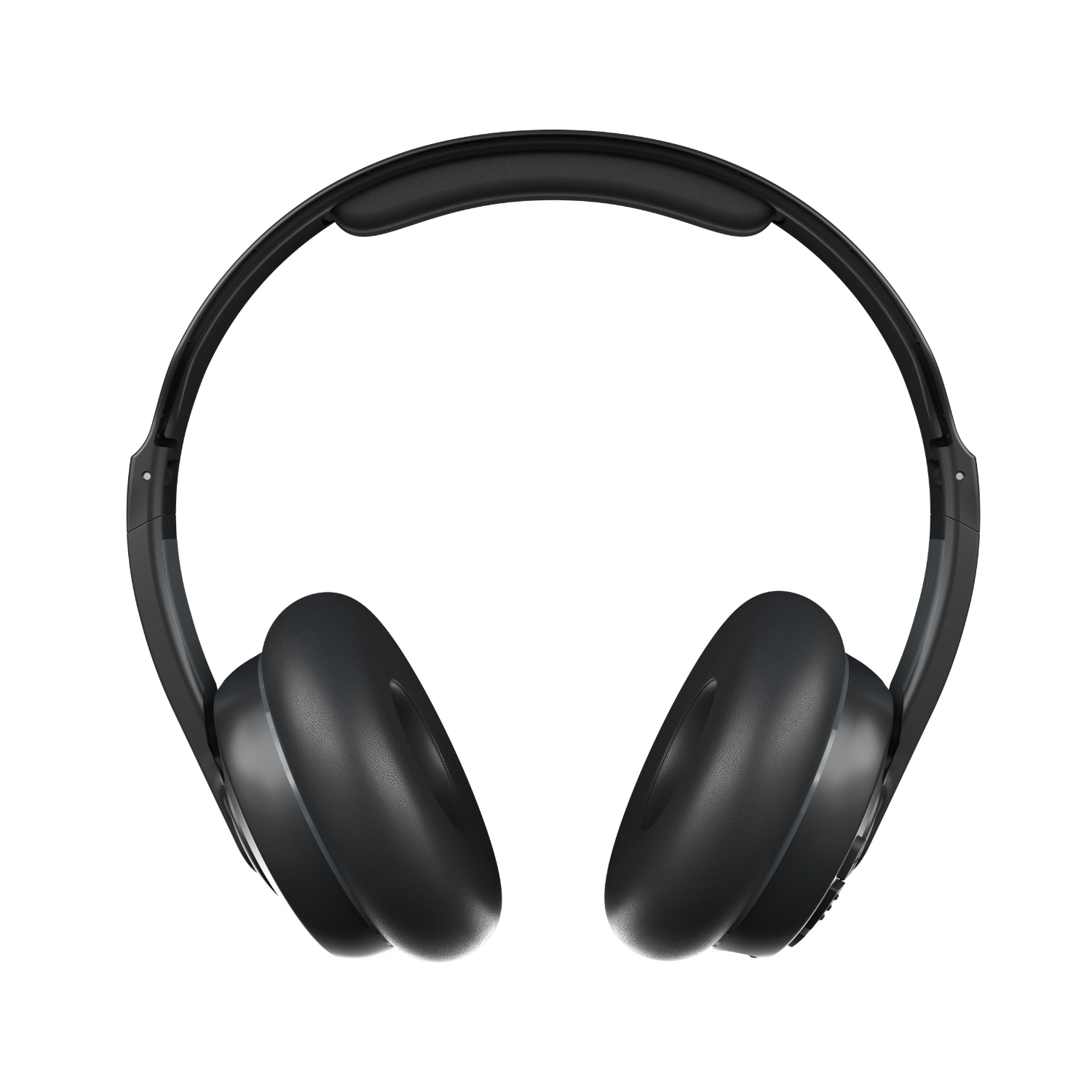 Black over-ear headphones, top view, on a white background.