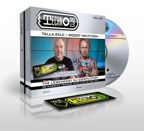 Techno Club CD-Box-Set mit Bildern von zwei Männern und einer CD.