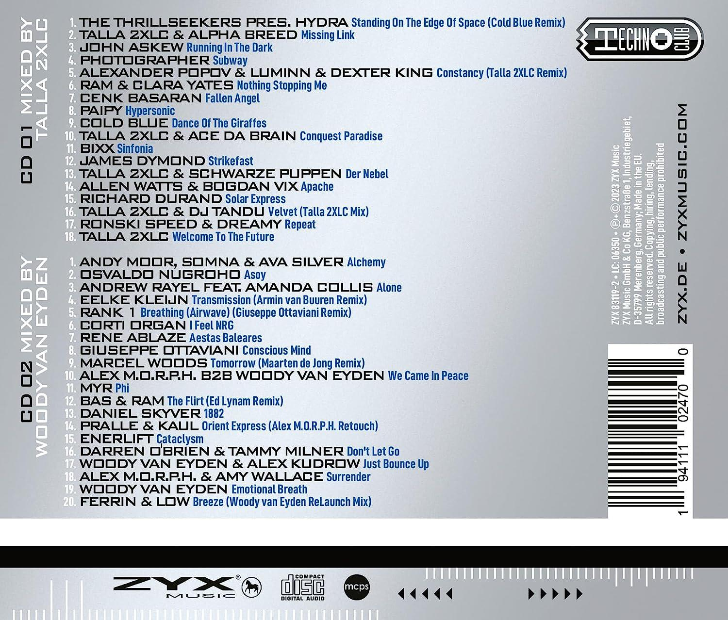 CD-Hülle mit einer Liste von Songs. Das Cover hat einen weißen Hintergrund mit Text.
