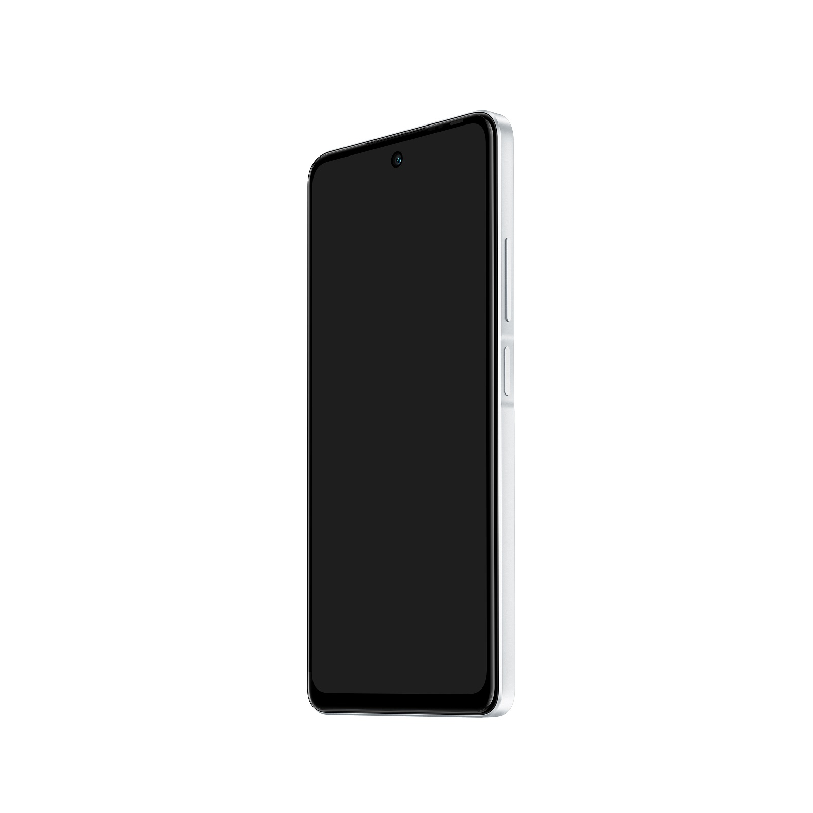 Siyah ekranlı, gümüş renkli bir akıllı telefonun yan görünümü.
