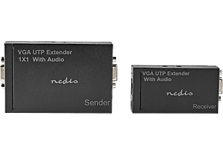 NEDIS VGA extender szett, D-SUB VGA és audio jeltovábbító, max 300 méter, UTP, fekete (CREP5930BK)