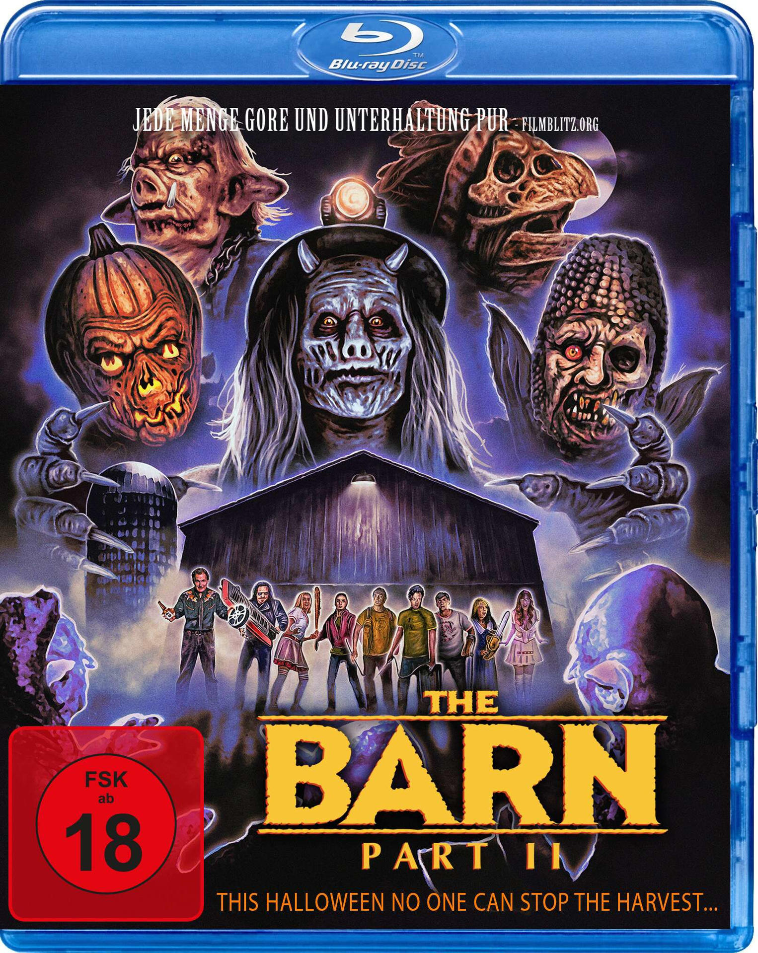 Blu-ray-Disc-Cover für 'The Barn Part II' mit Horror-Themenbildern.