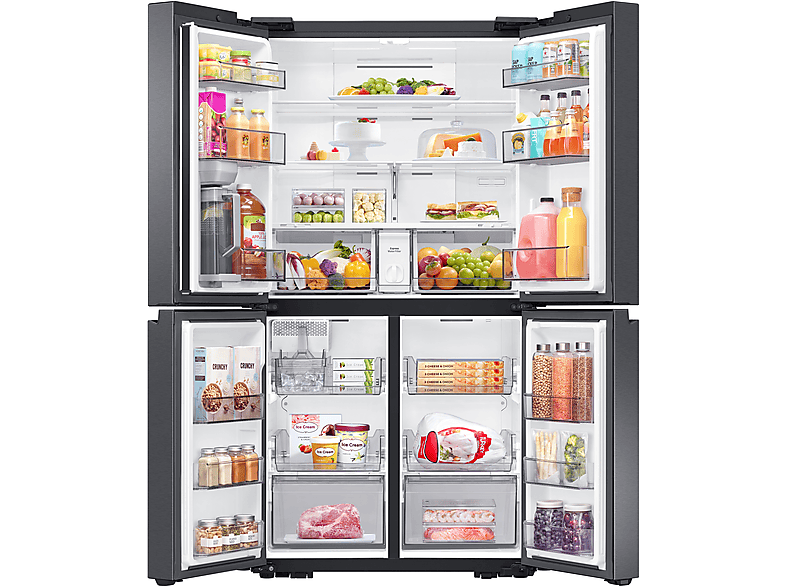 SAMSUNG RF59C701EB1/EG French Door (649 l, E, 1746 mm hoch, Premium Black Steel/Urban Silver)