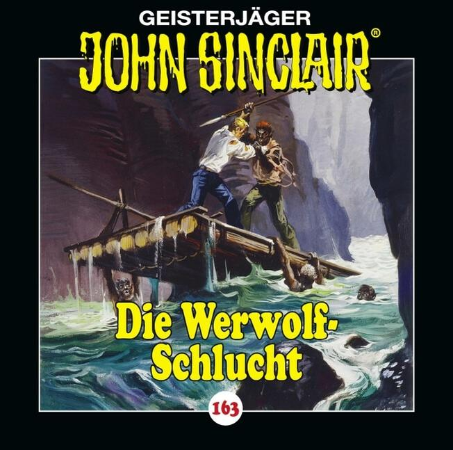 Comic-Cover eines Mannes, der auf einem Floß im Wasser gegen einen anderen kämpft, mit einer dunklen Höhle.