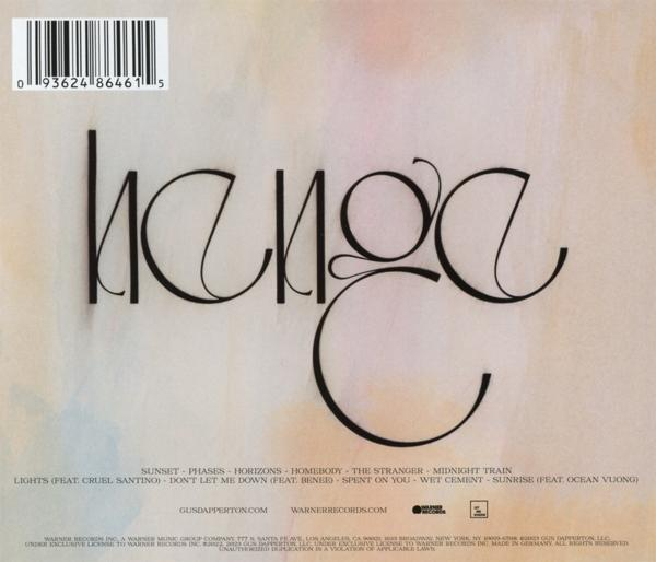 Die Rückseite einer CD-Hülle mit einer Titelliste und einem Logo.