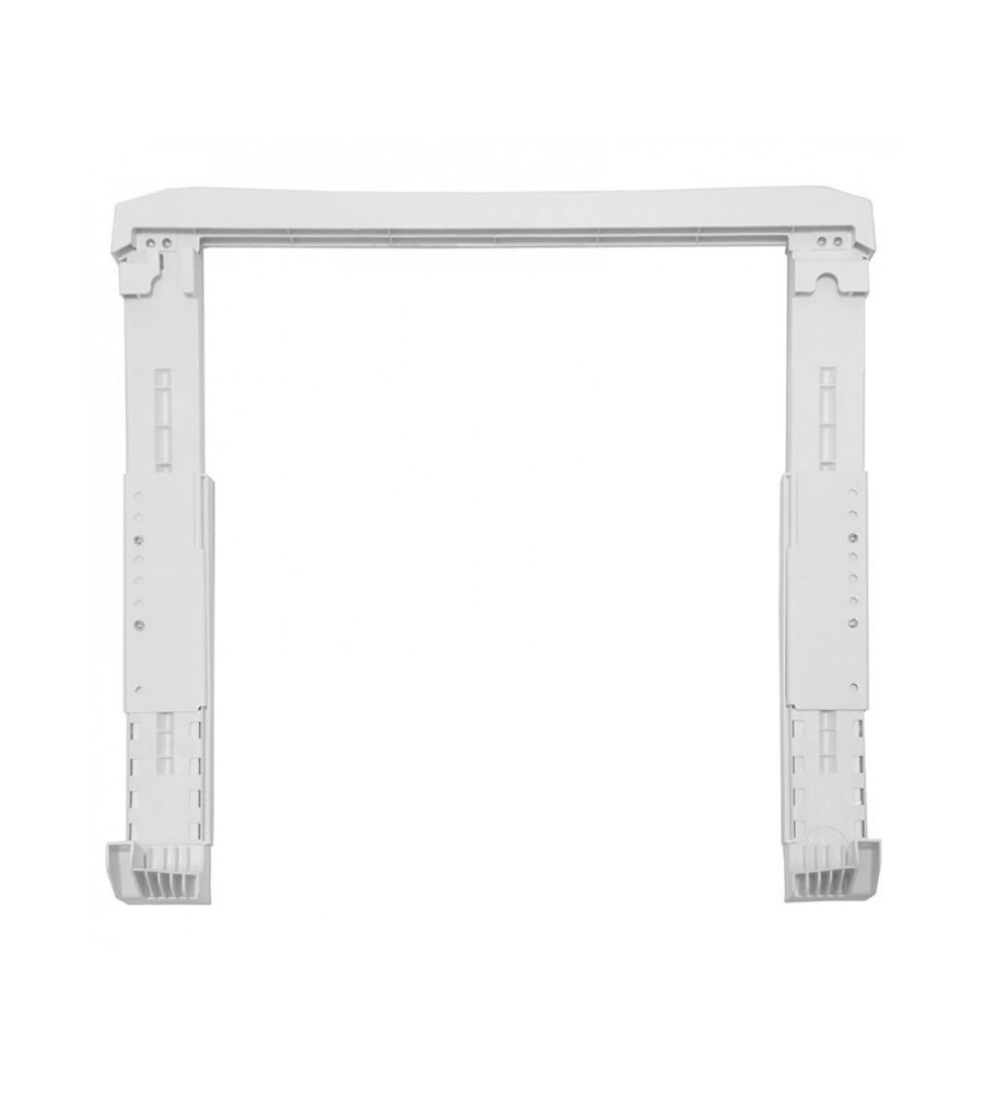 Biała rama do szuflady, z pionowymi bokami.