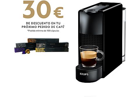 Cafetera de cápsulas - Nespresso® Krups XN1108 Essenza Mini, 1310 W, 19 Bar, 0.6 L, Calentamiento en 25 s, Apagado automático, Negro