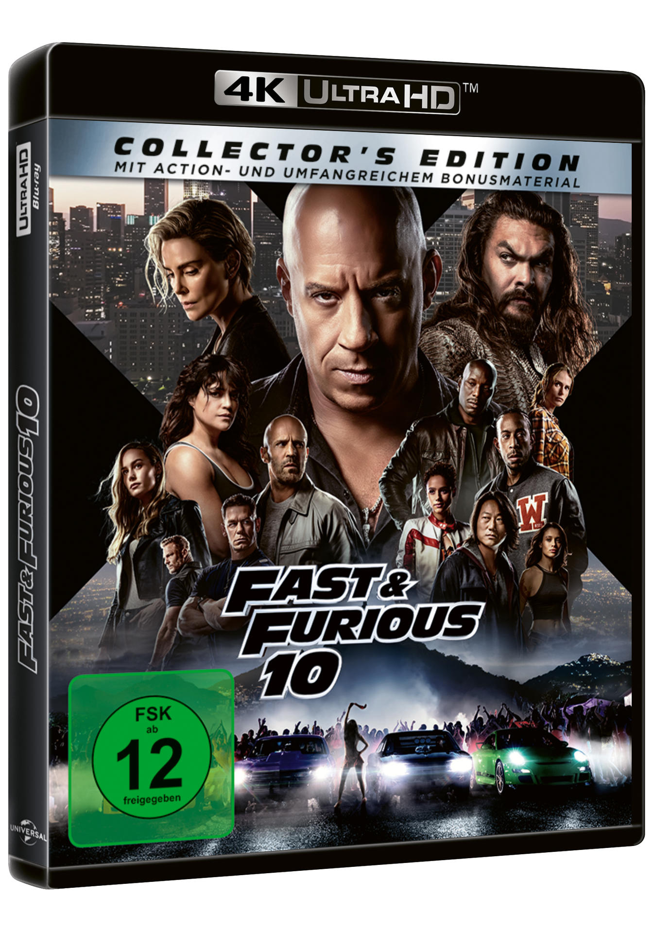 Fast & Furious 10 DVD-Cover mit Besetzung und Charakteren.