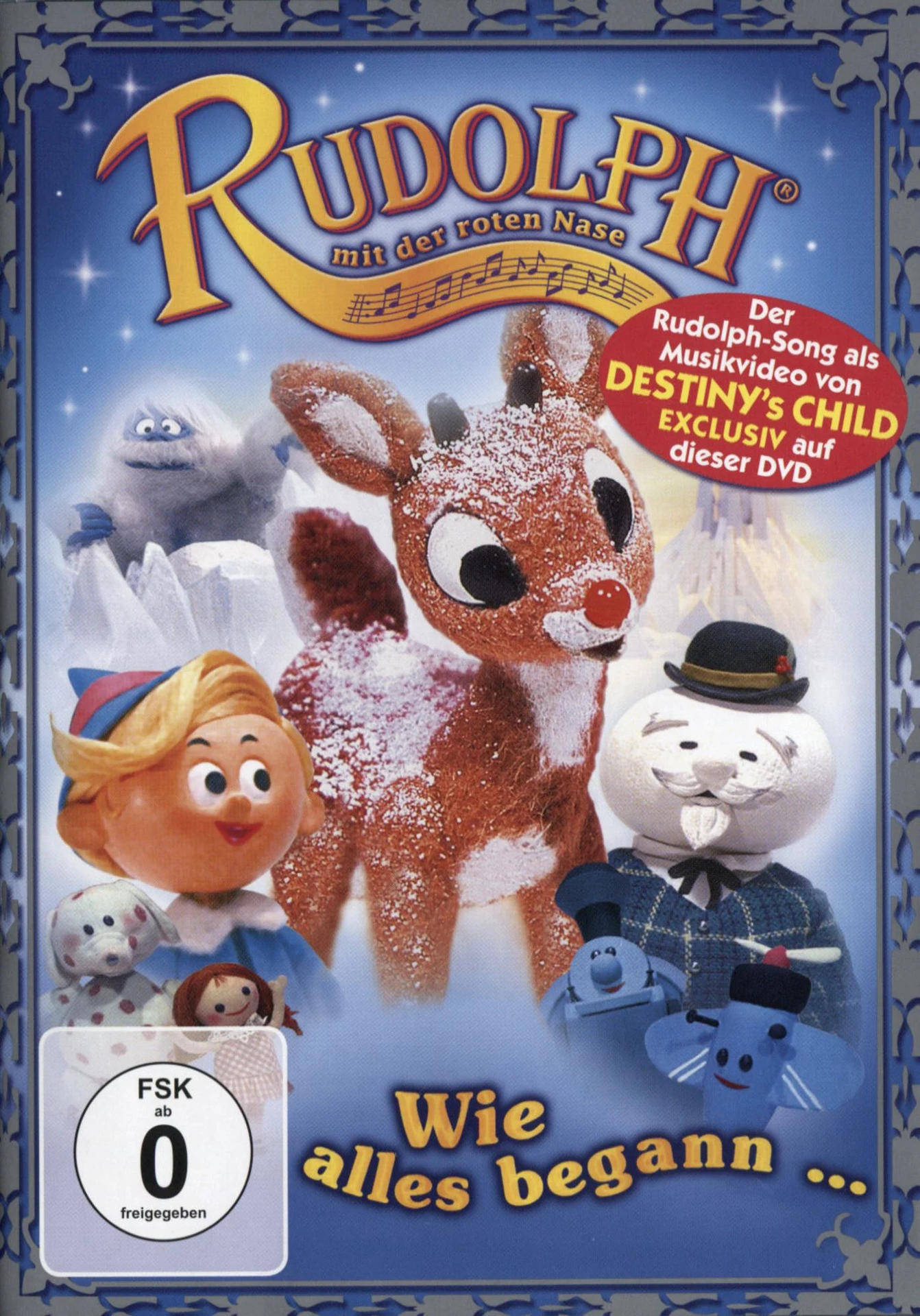 DVD-Cover von Rudolph. Rudolph, das Rentier mit der roten Nase und andere Zeichentrickfiguren sind auf dem Cover.
