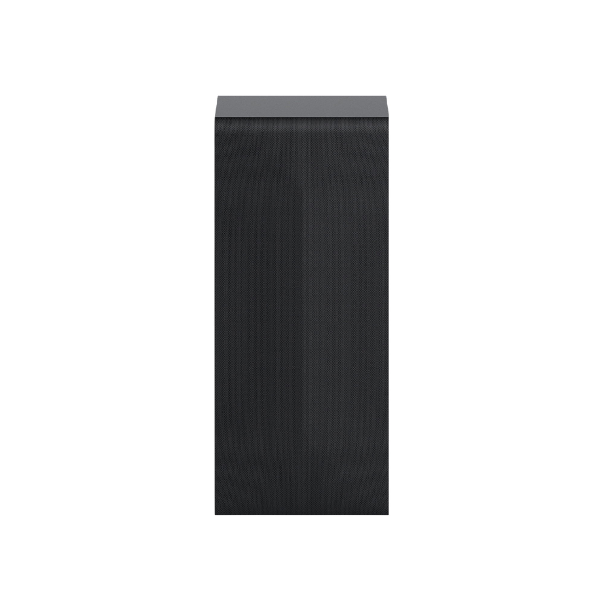 Un altavoz negro sobre un fondo blanco. Es una forma alta y rectangular.