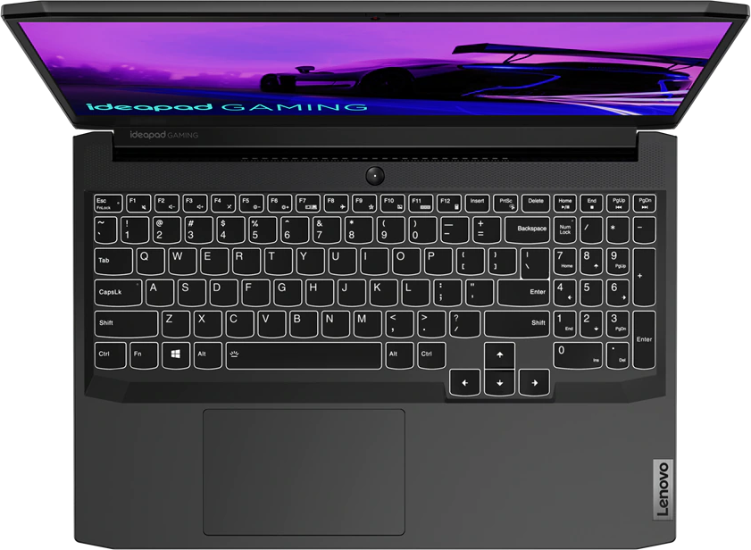 Egy fekete laptop nyitott képernyővel, amely a billentyűzetet és a képernyőt mutatja.