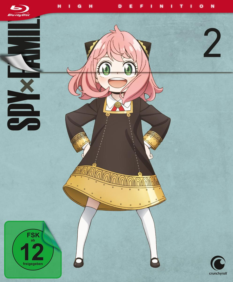Blu-ray-Hülle: Spy x Family 2. Anime-Mädchen Anya, mit Text und Logo.