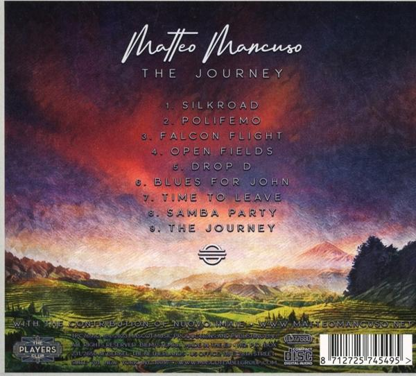 Albumcover mit Titelliste, einer Landschaftsszene und einem Barcode. Brauner Hintergrund.