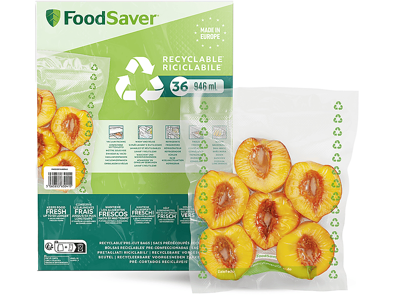 Sacchetti Sottovuoto FoodSaver 36 sacchetti ricicl 0,94l