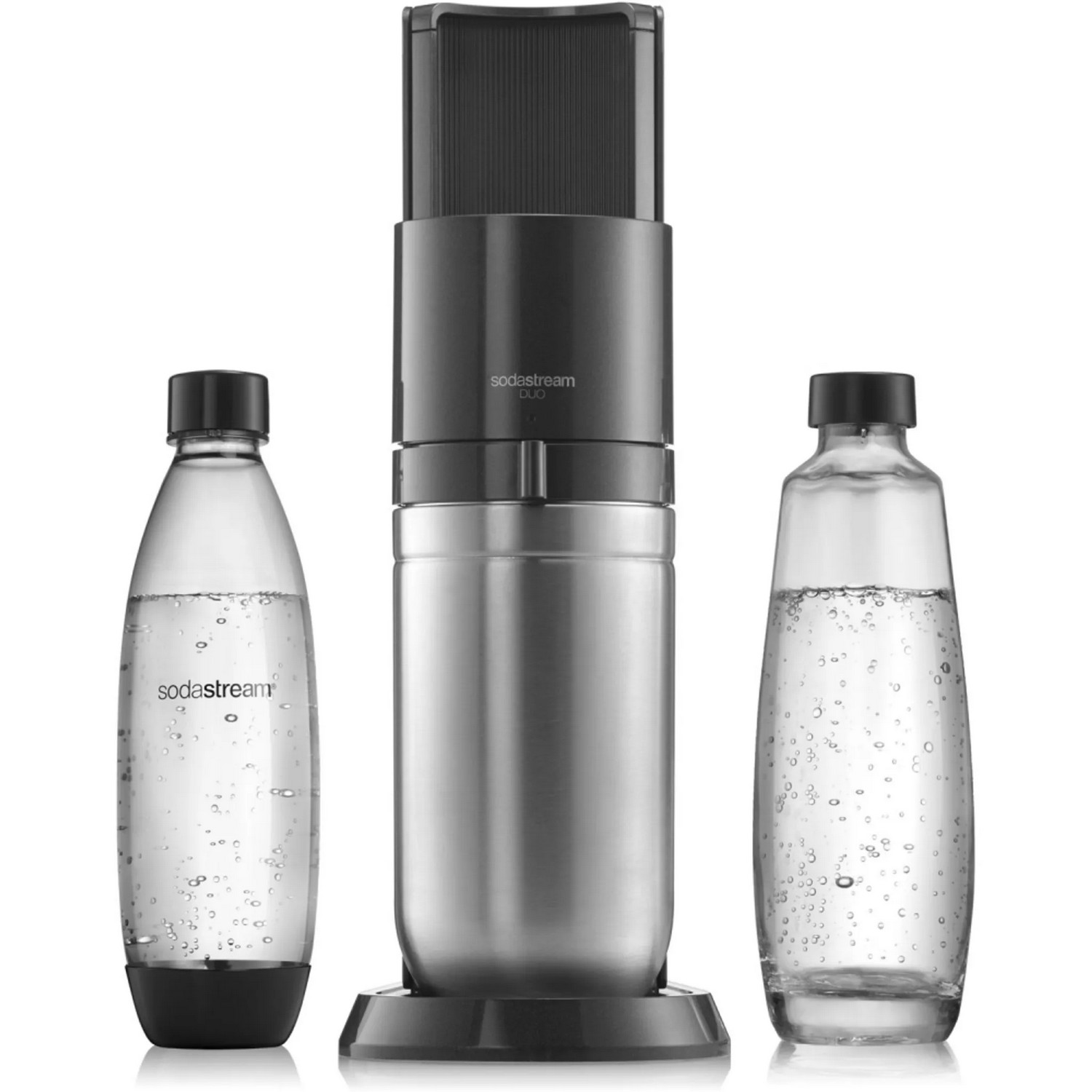 Machine à Eau Pétillante SodaStream Duo - Avec 2 Bouteilles (verre Et Plastique) Et Cartouche CO2, Design Rétro