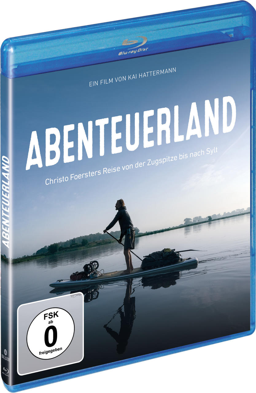 Blu-ray-Hülle mit Filmcover. Eine Person auf einem Paddleboard im Wasser. Blauer Himmel.