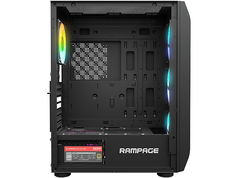 RAMPAGE Hollow 650W 80+ 4*12cm ARGB Fan+Kontrolcü Temperli Camlı Mid-T Gaming Oyuncu Kasası_3