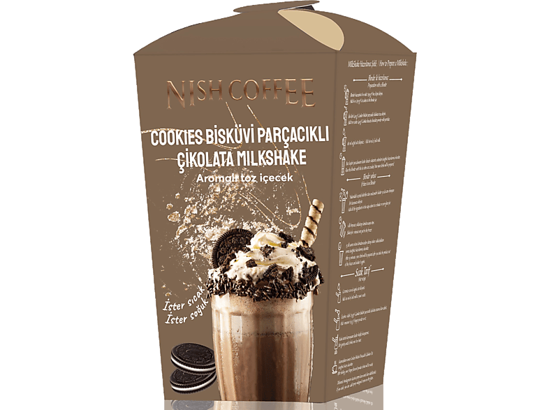 NISH Cookies Bisküvi Parçacıklı Çikolatalı Milkshake 250 Gr Toz İçecek