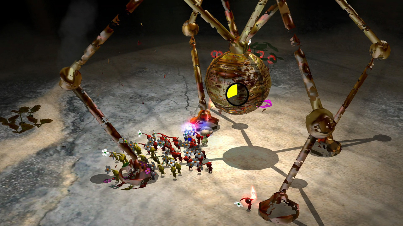 Bild aus einem Videospiel, das ein großes spinnenartiges Wesen zeigt, das angreift.