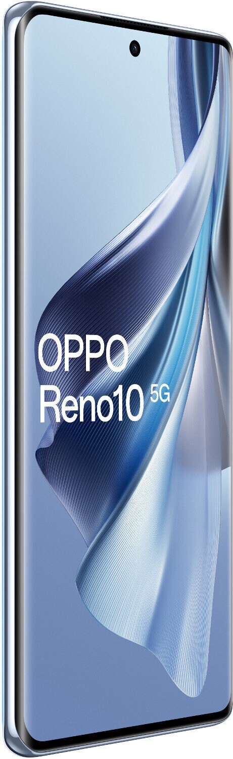 Jasnoniebieski smartfon OPPO Reno10 5G.