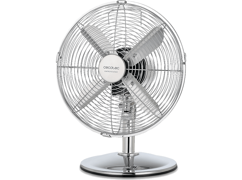 Ventilador de sobremesa - Cecotec EnergySilence 620 RetroDesk, 40 W, 4 aspas, 3 velocidades, Oscilación, Plata