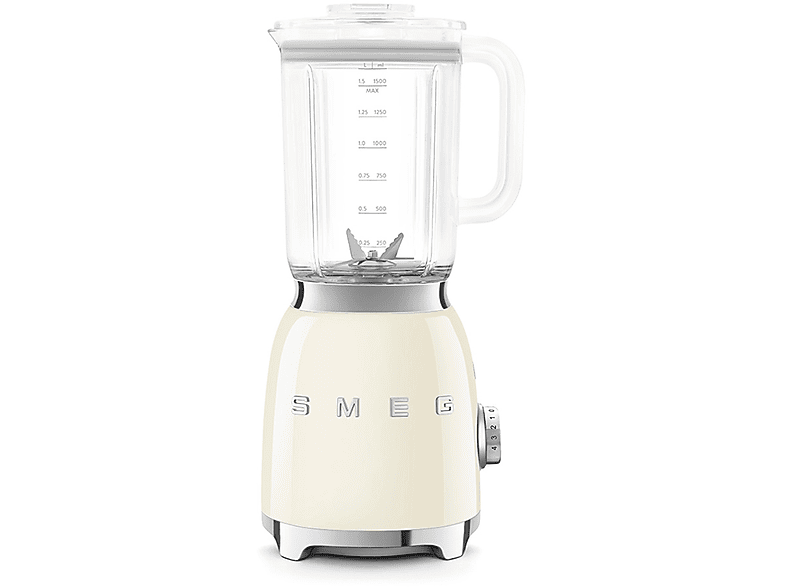 FRULLATORE SMEG BLF03CREU, Potenza 800 W, Caraffa da 1.5 l, 4 velocità, Plastica, Acciaio inox, CREMA