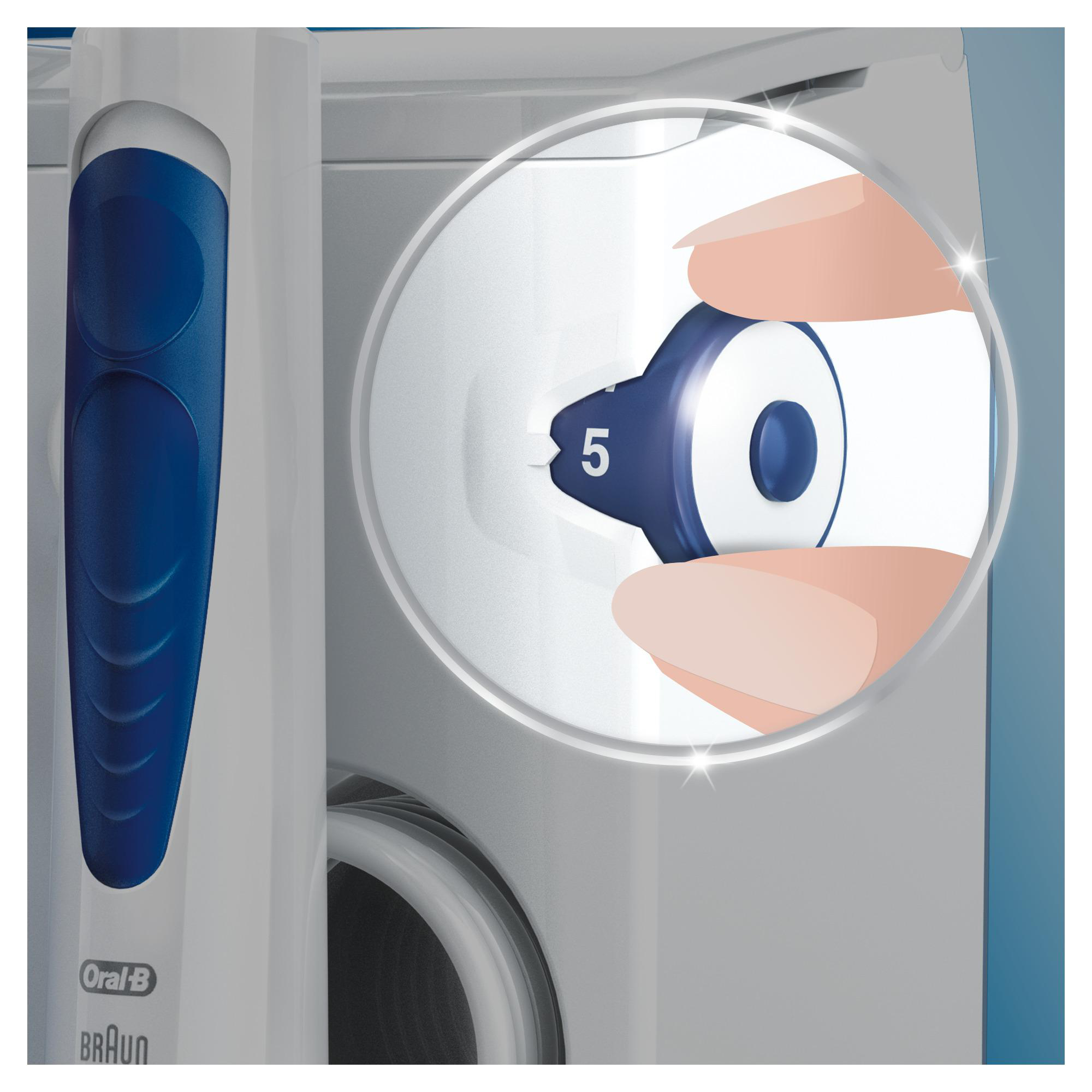 ORAL-B Smart 5000 elektrische Mundpflegecenter OxyJet + Munddusche Zahnbürste Weiß/Blau