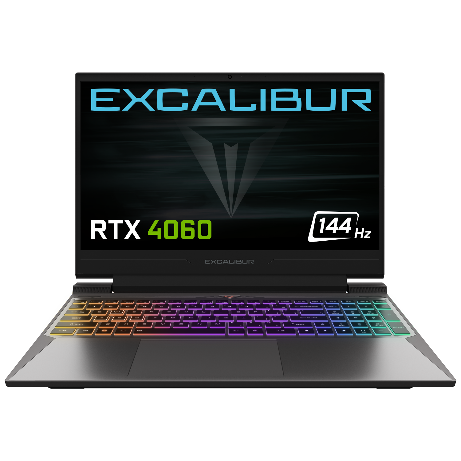 Renkli klavye aydınlatmalı ve RTX 4060 logolu siyah oyun laptopu.