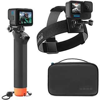Kit accesorios cámara deportiva - GoPro Adventure Kit 3.0, 3 accesorios, Con maletín de transporte, Negro