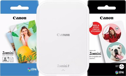 CANON Imprimante photo portable Zoemini 2 White/Silver Premium kit (5452C010AA) Imprimante photo portable