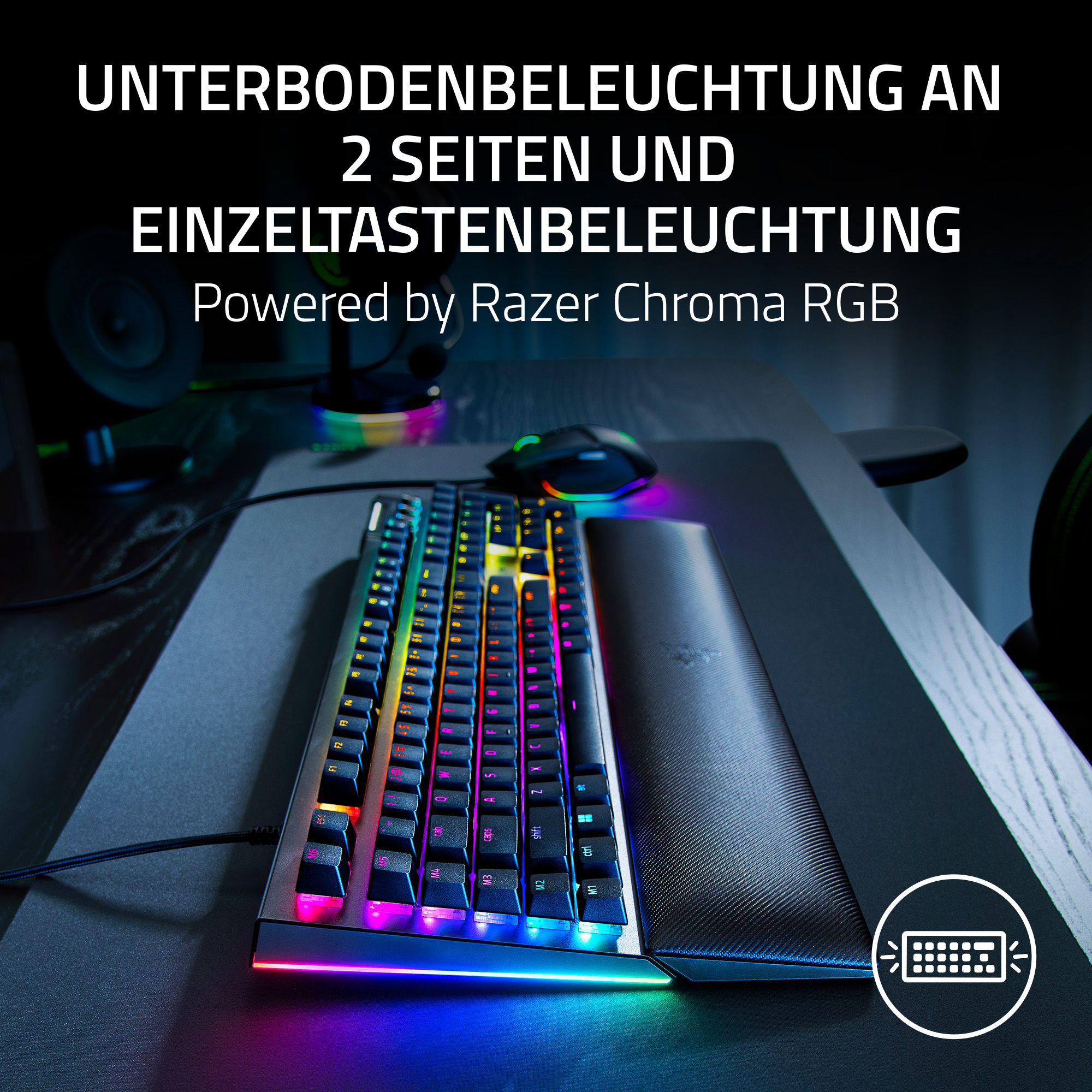 Blackwidow RAZER Razer Schwarz V4 Tastatur, Deutsches Layout, Green, kabelgebunden, Mechanisch, Gaming