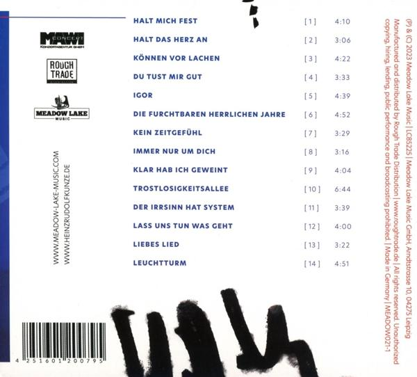 CD-Rückseite mit Trackliste in schwarzem Text auf weißem Hintergrund.