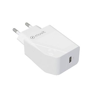 Cargador - Muvit MCACC0012, 20 W, Sin cable, Conexión USB Tipo C, Blanco