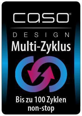 Caso Design Logo mit Multi-Zyklus-Text und zwei entgegengesetzt rotierenden Pfeilen.