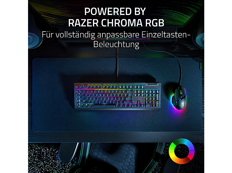 RAZER BlackWidow V4 X Gaming Tastatur, Mechanische Green Switches, USB-C, Chroma RGB, qwertz, Schwarz — Foto 4 von 5