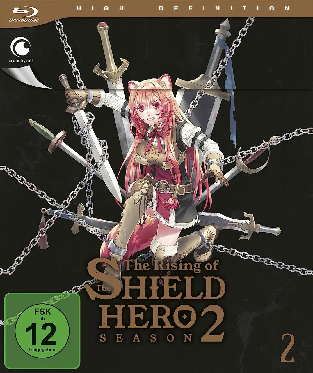 Anime-Cover. Frau mit rotem Haar und Schwertern. Titel: The Rising of the Shield Hero 2.