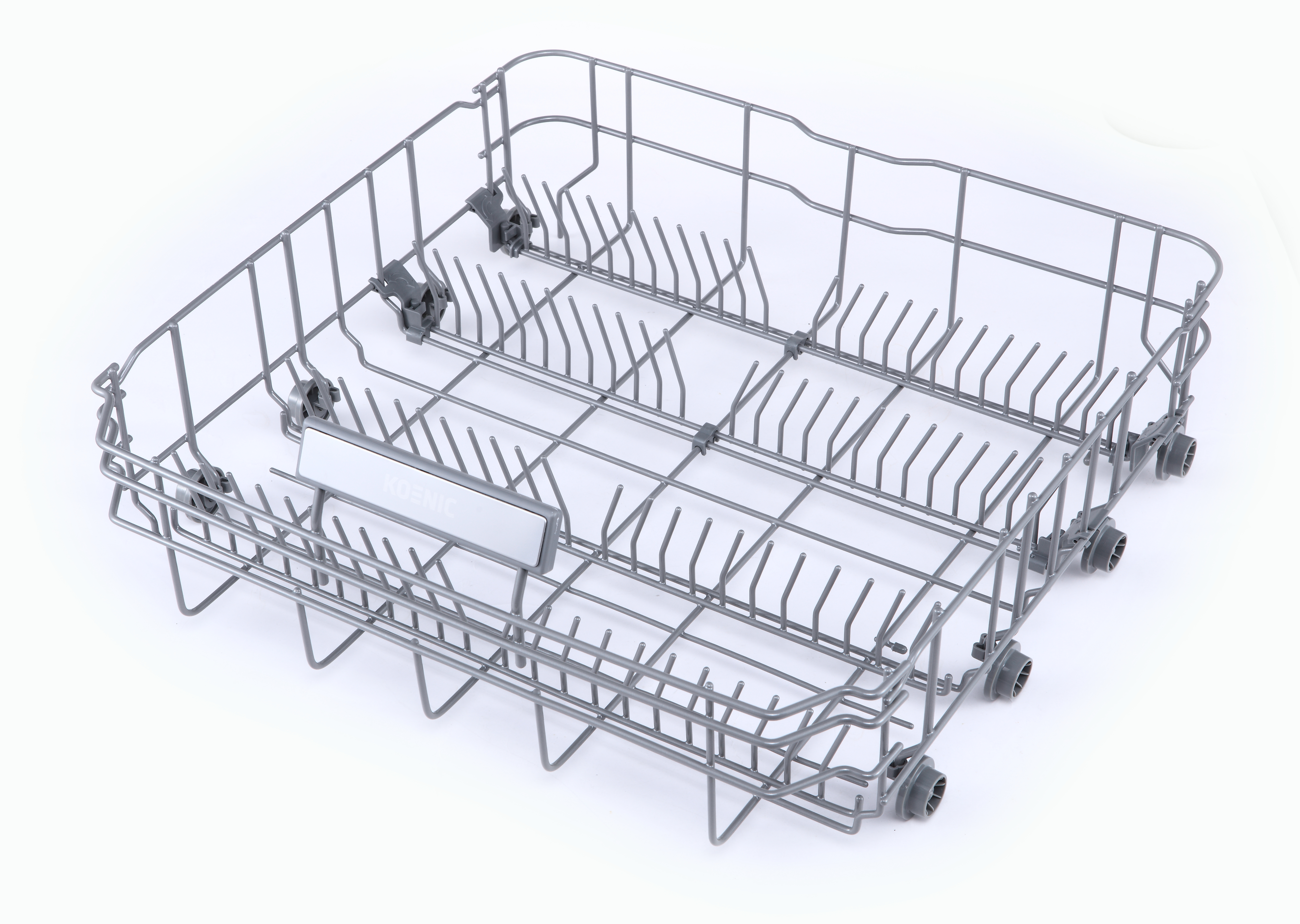 Geschirrspülerkorb mit Unterteilungen für Teller und Besteck.