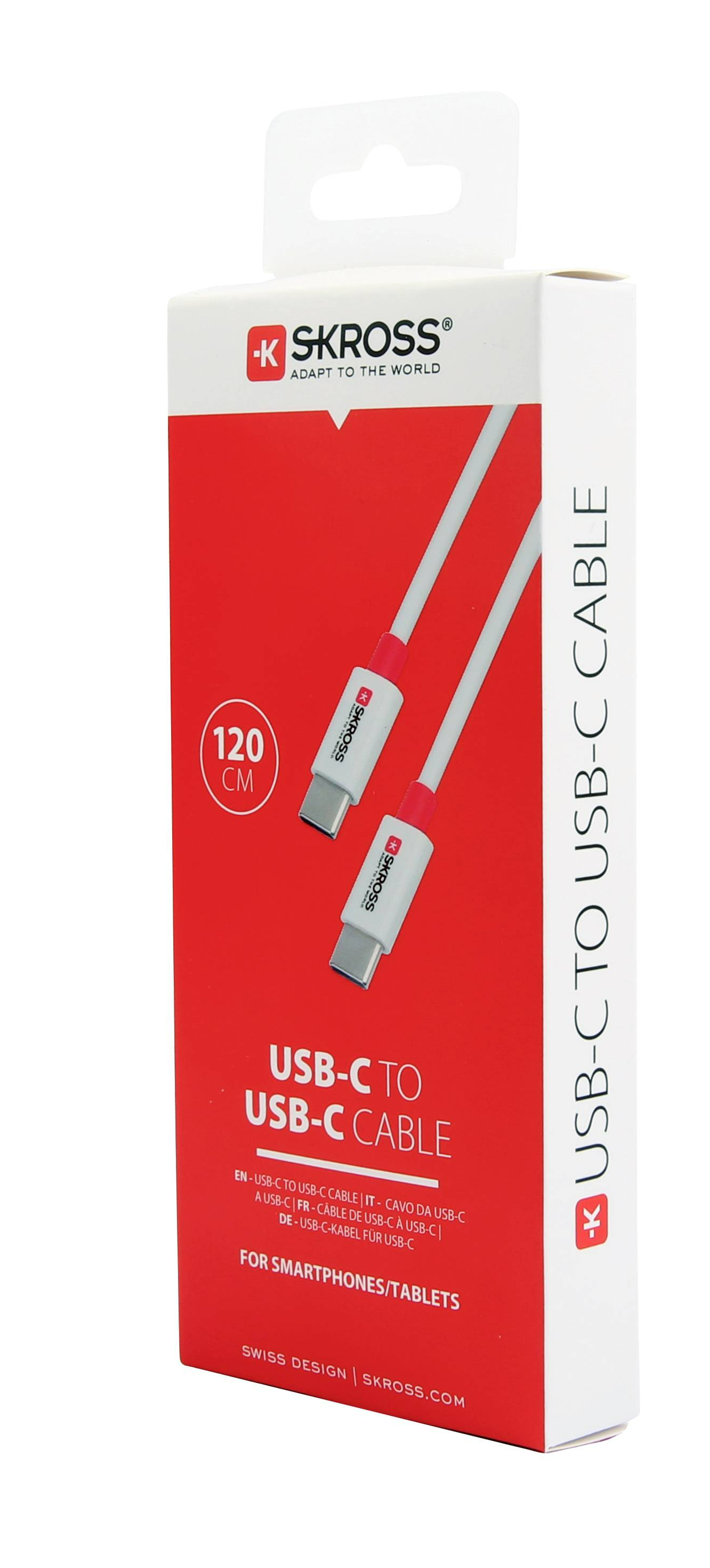 USB-C - USB-C kábel doboz. Fehér kábelek piros díszítéssel láthatók.