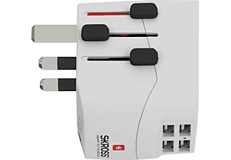 SKROSS PRO Light világutazó hálózati csatl. átalakító ,földelt, és USB töltő 4 A(standard) USB bemenettel