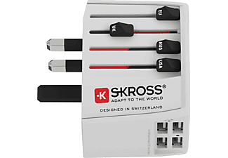 SKROSS MUV USB világutazó hálózati csatlakozó átalakító  és 4* USB töltő (4  USB A bemenettel)