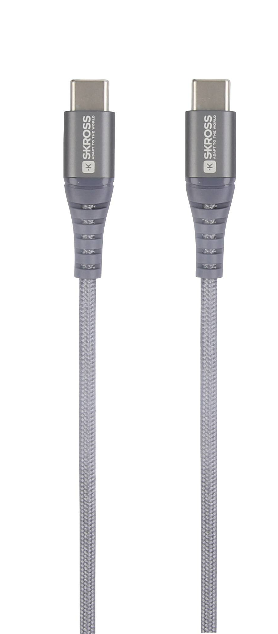 Két szürke USB-C kábel SKROSS logóval.