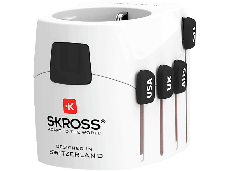 SKROSS PRO WORLD és USB a legbiztonságosabb világutazó hálózati csatlakozó átalakító, World to Eu, 2*A