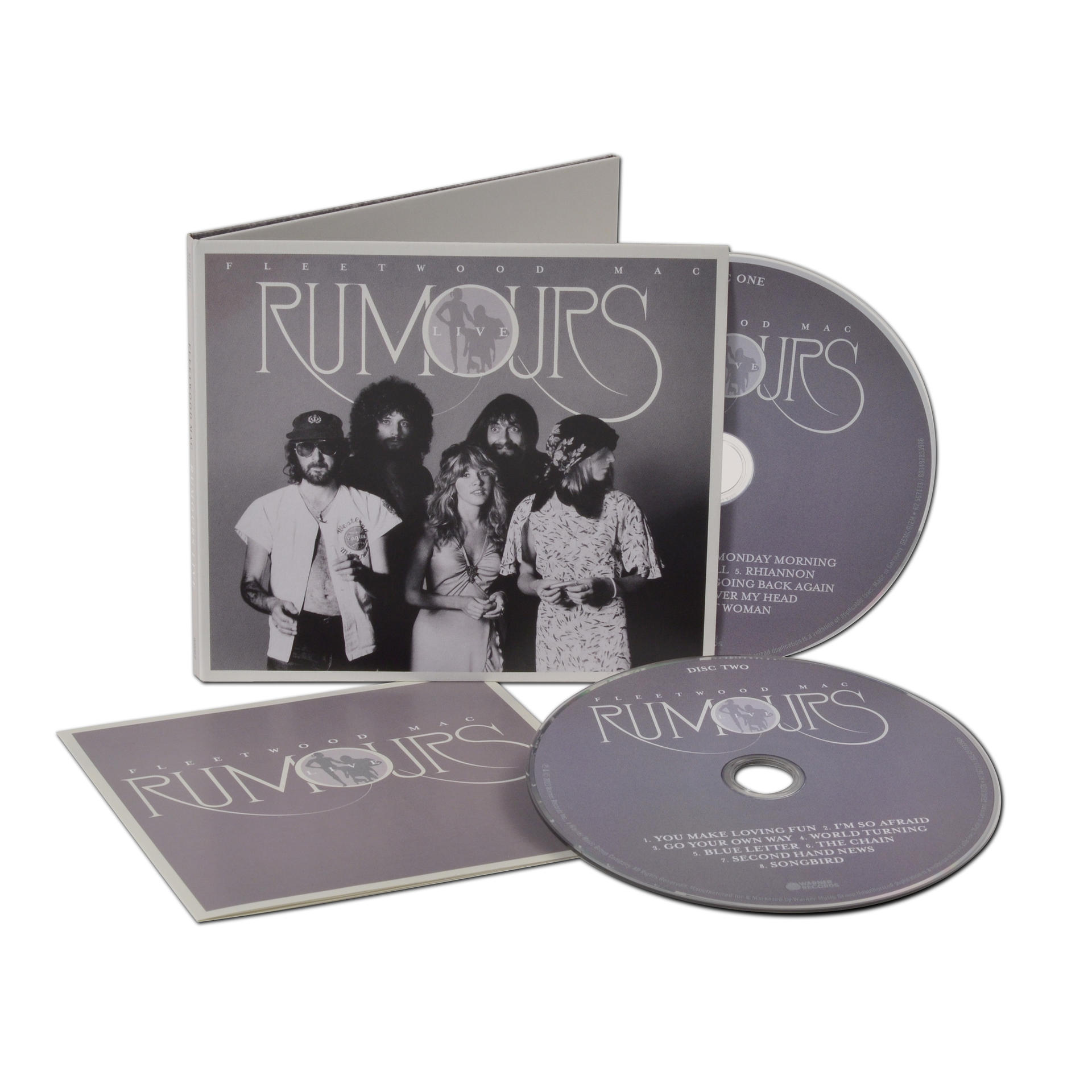 Fleetwood Macs Rumours Album, mit CD und Booklet auf weißer Oberfläche.
