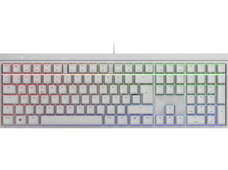CHERRY MX 2.0S RGB, Gaming Tastatur, Mechanisch, Cherry MX Blue, kabelgebunden, Weiß