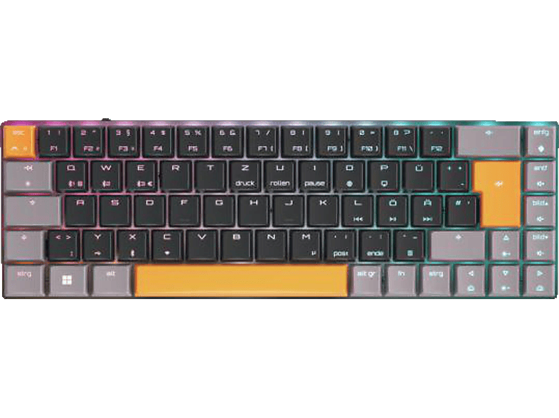 Cherry Tastatur, kabellos, Schwarz/Grau/Orange Low COMPACT, MX-LP 2.1 Profile, Mechanisch, Gaming CHERRY MX